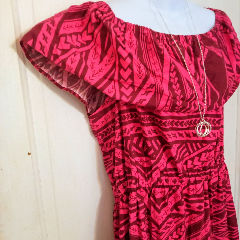 Pink Patterned Midi Dress - Picture 2 of 6